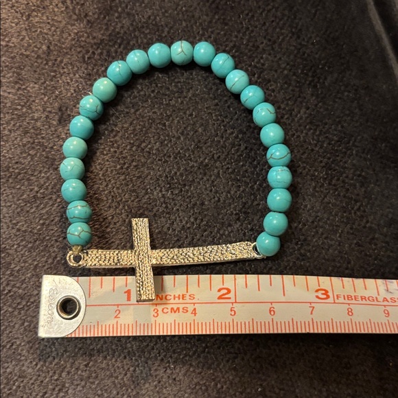 Turquoise Beaded Cross Bracelet - Picture 3 of 4
